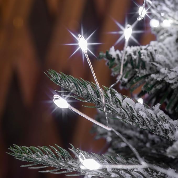 Fairy Lights Plug in, 20 Feet 200LED Cool White Silver Wire Firecracker Firefly Lights with Remote, Waterproof Copper Wire Lights for Bedroom Wreath Window Wedding Christmas Tree Decoration