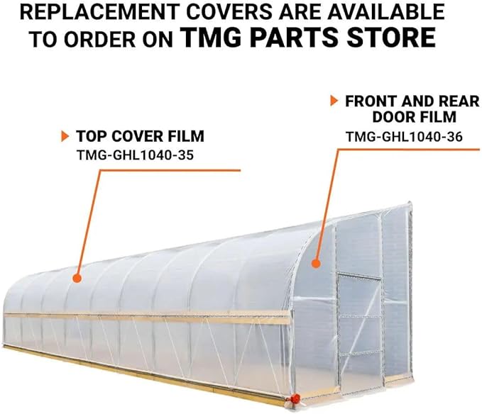 10x40ft Detachable Lean-to Greenhouse 6mil Pure EVA Transparency Cover Anti-Rust Galvanized Steel Frame Easy-Lift Crank Side 6ft Sidewall Full-Spectrum Sunlight Diffusion