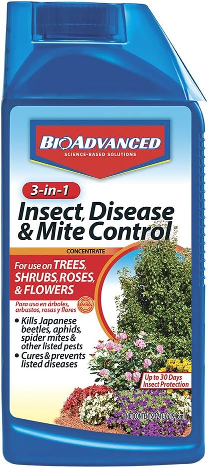 BioAdvanced 3-In-1 Insect, Disease and Mite Control, Fungicide, Concentrate, 32 oz