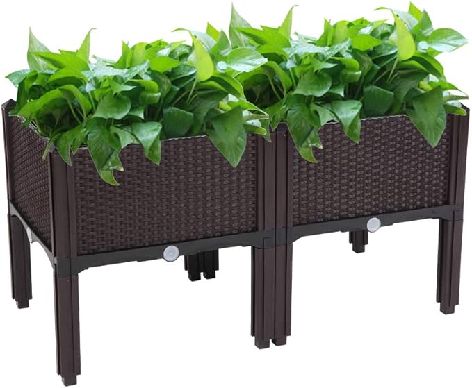 Raised Garden Bed with Legs Planters for Outdoor Plants Planter Box Elevated Garden Boxes Plant pots Perfect for Garden Patio Balcony Deck to Planting Flowers (Brown)