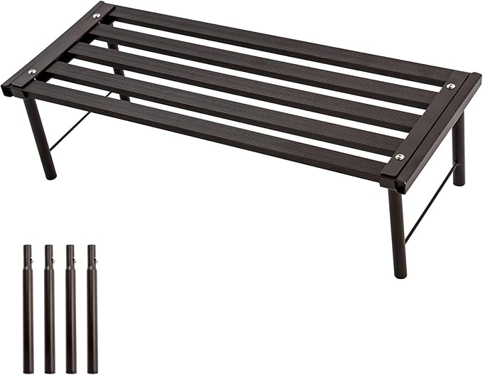 MultirackX Metal Plant Stand, Rust-proof Aluminum Flower Pot Stand, Heavy Duty Planter Display Shelving for Patio Balcony Garden Living Room Decorative (Ebony, 23.6 Inch)