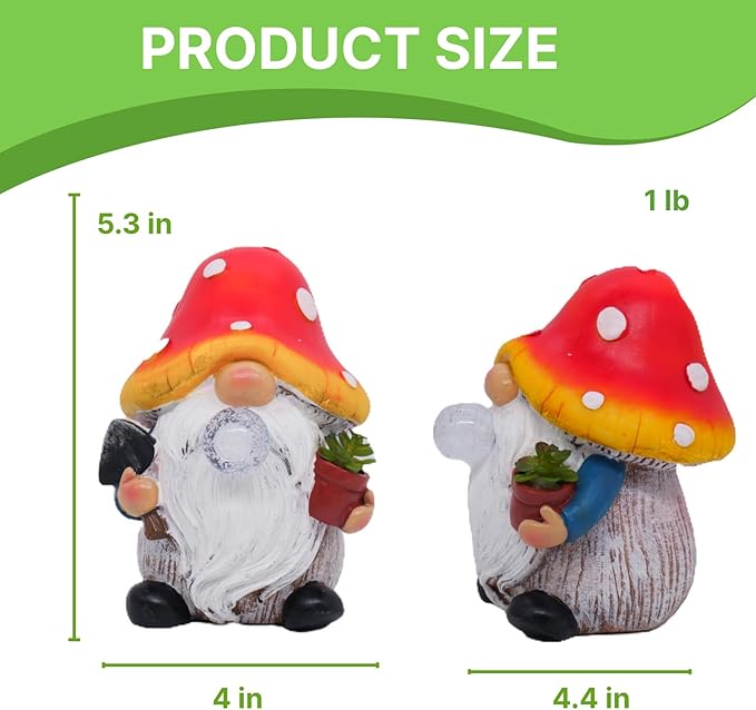 Lnzhauscia Garden Gnome Statues Decor with Solar Lights, Outdoor Decorations for Yard Porch Lawn Balcony Patio, Housewarming Gifts