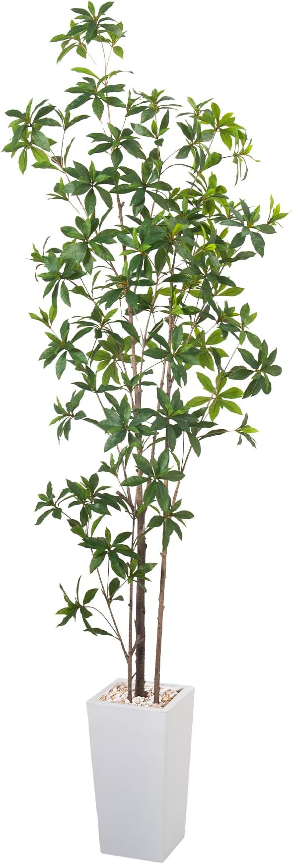HAIHONG Artificial Brave Ficus Tree 7FT-Faux Tree with White Tall Planter-Fake Potted Tree with Silk Leaves-Tall Artificial Plants for Home Office Living Room Hallway Decor Indoor