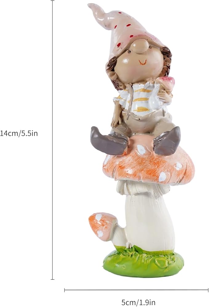 Garden Mushroom Gnome Resin Statues - Outdoor Patio & Lawn Decor, Indoor Home Ornament, Gnome Couple Garden Figurines, Ideal Gift for Parents & Friends