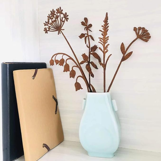 GUOXIAOER 5Pcs Garden Decor Metal Flowers for Outside,Decorative Garden Stakes,Flower Bed Decor Plant Stakes,Metal Art for Outside,Yard Art Outdoor for Lawn Yard, Walkway and Flower Garden