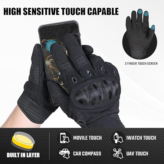 WTACTFUL Tactical Gloves for Men Touchscreen Airsoft Paintball Motorcycle Gloves