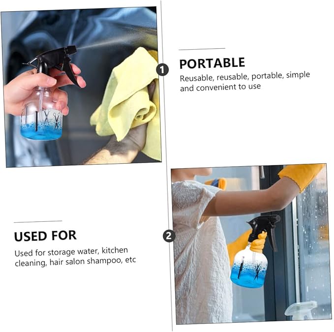 MERRYHAPY Portable Spray Watering can 2-Pack Adjustable Fine Mist Sprayers for Hair Salon and Home Use 6.7 Inch Plastic Water Spray Bottle for Hairdressing and Plant Care