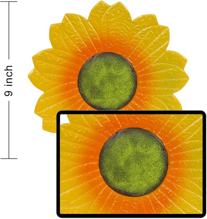 YEAHOME Sunflower Wall Decor - 9 inch Metal Flower Wall Art Decorations, Sunflower Yard Garden Decor Hanging for Kitchen, Bathroom, Bedroom,Handmade Gift for Home, Indoor or Outdoor (Set of 3)