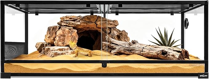 REPTI ZOO 85 Gallon Glass Reptile Terrarium 48" x 24" x 18", 2 in 1 Detachable Terrarium with Double Hinge Door & Top Screen Ventilation, Reptile Habitat Tank for Bearded Dragon, Ball Python, Gecko