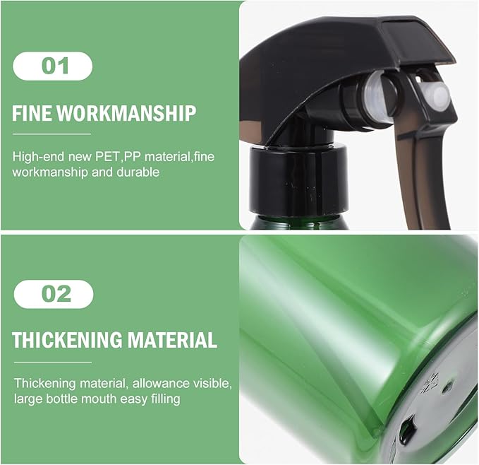2PCS Refillable Spray Bottles for Hair Moisturizing and Plant Watering Transparent Light Green Fine Mist Sprayers for Home Gardening Indoor Flowers Skin Care and Cleaning
