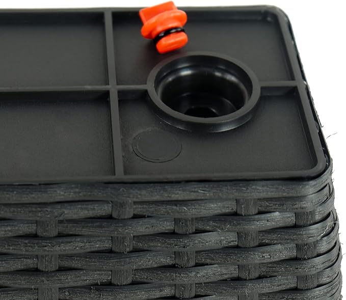 Smart Self-Watering Rectangle Planter for Indoor and Outdoor,Hand Woven Wicker,Espresso,UV Stabilized Frost Blocking Planter