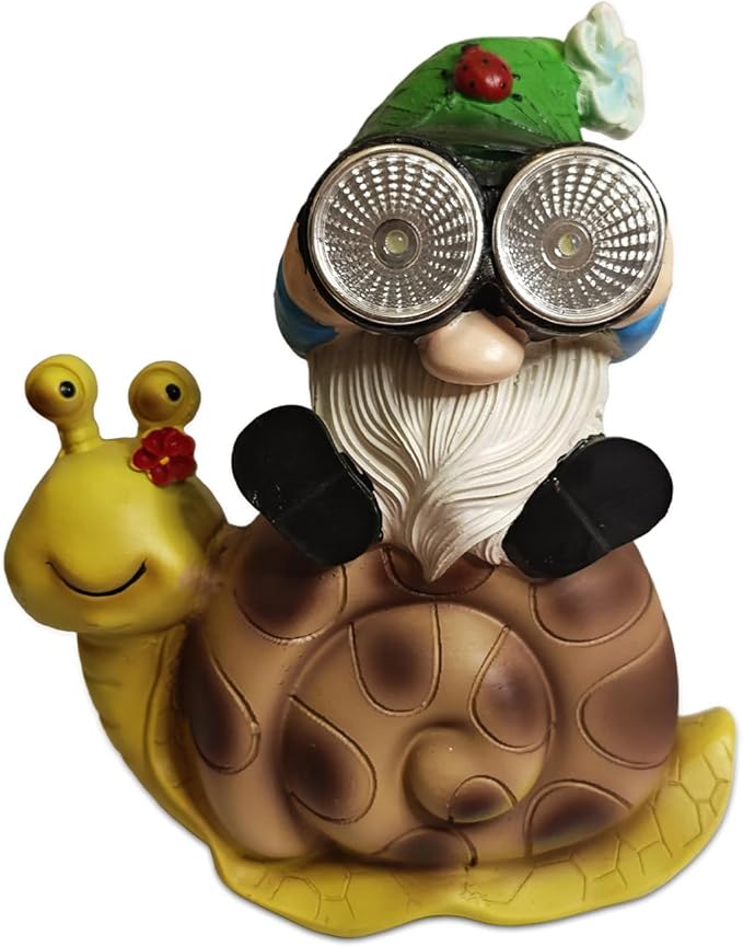 Solar Garden Statue LED Outdoor Garden Decor Funny Animal Sculpture for Yard Patio Lawn Weatherproof Resin Birthday Art Gift（Gnome ）