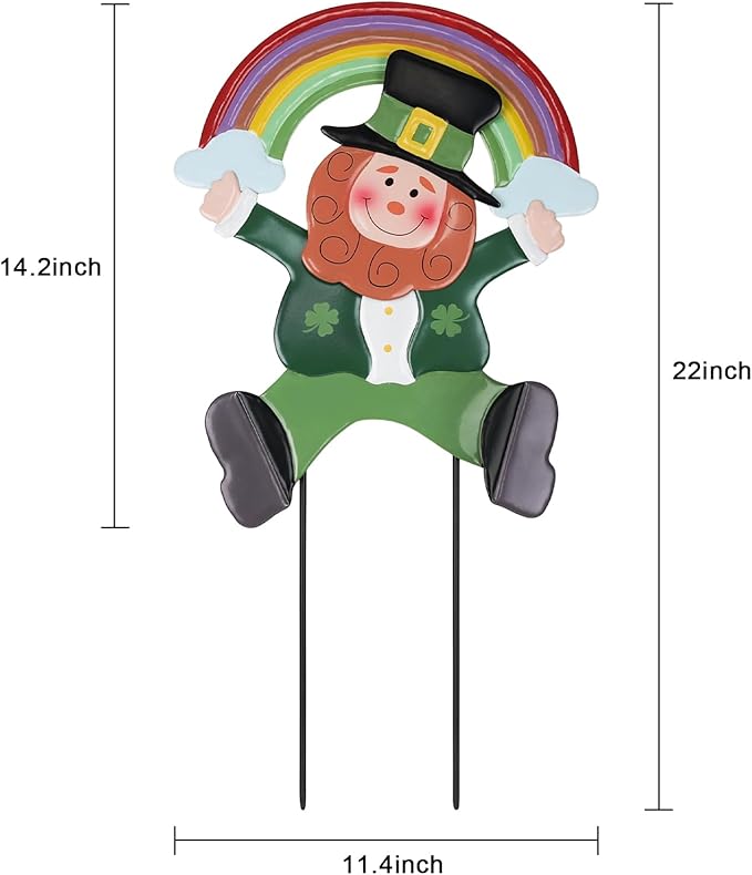 hogardeck St Patricks Day Decorations Outdoor, Leprechaun Rainbow Decorative Garden Stakes for St Patricks Day Decor, Luck Yard Sign Saint Patricks Day Decorations for Home Outside Backyard Porch Lawn
