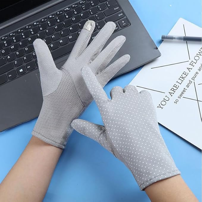 INOGIH Women Sunblock-Fingerless Gloves UV-Sun-Protection Driving Non-Slip Outdoor Gloves for Women Girls