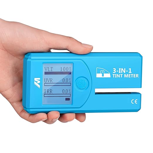Mxmoonfree Tint Meter, Digital Window Tint Meter, 3-in-1 Solar Film Transmission Meter, UV IR Rejection Meter Spectrum Tester ONLY for Roll Down Windows