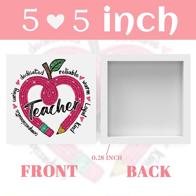 Teacher Valentine Decor Gift, Teacher Appreciation Gifts, Vintage Valentines Day Gifts for Teachers, Thank You Graduation Birthday Gift, Heart Pencil Wooden Box Sign Office Desk Decor