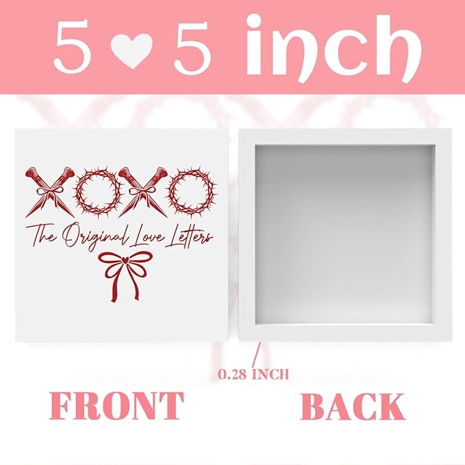 Valentines Day Decorations, Valentines Day Gifts for Her Him, Gift for Boyfriend Girlfriend, Xoxo Anniversary Christian Wooden Box Sign Husband Wife Home Office Bedroom Desk Shelf Decor