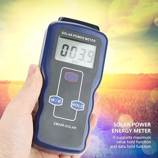 Digital Solar Power Meter, Sun Light Energy Measuring Tester for Testing Car Window Performance, Handheld Portable Sunlight Meter, W/m2 Meter