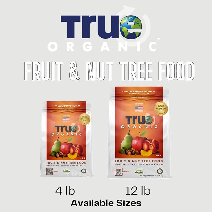 True Organic Fruit & Nut Food – Organic Fertilizer for Productive Tree Growth – Prevent Blossom End Rot – 12lb Bag Covers 210 Sq. Ft.