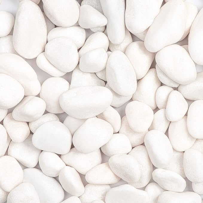 Ausluru 5lbs White Natural River Rocks, Polished Pebbles for Plants Garden, 1-2 inch Decorative White Stones, Ideal for Fish Tank, Vases, Crafting, Home Decor and Garden Landscaping Rocks,White