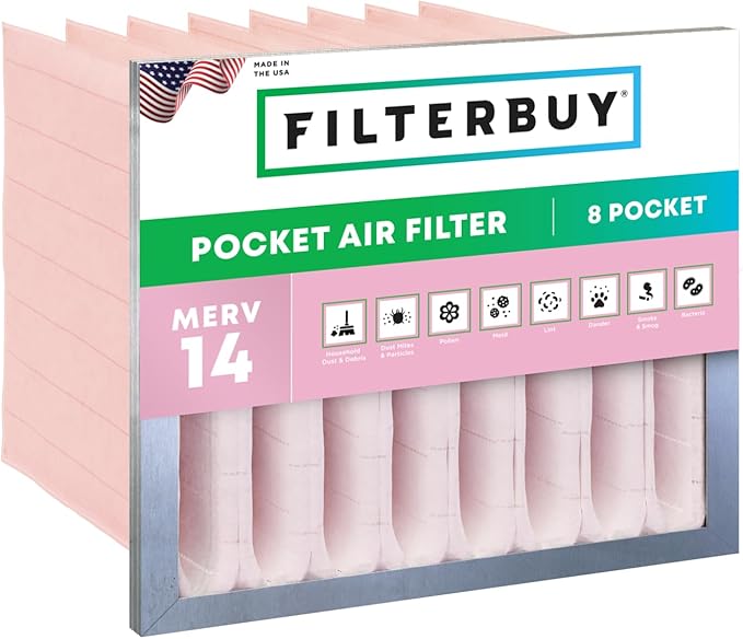 Filterbuy 12x24x12 Air Filter No Header (3-Pack), Rigid Cell Box Filters HVAC (Actual Size: 11.38 x 23.38 x 11.38)