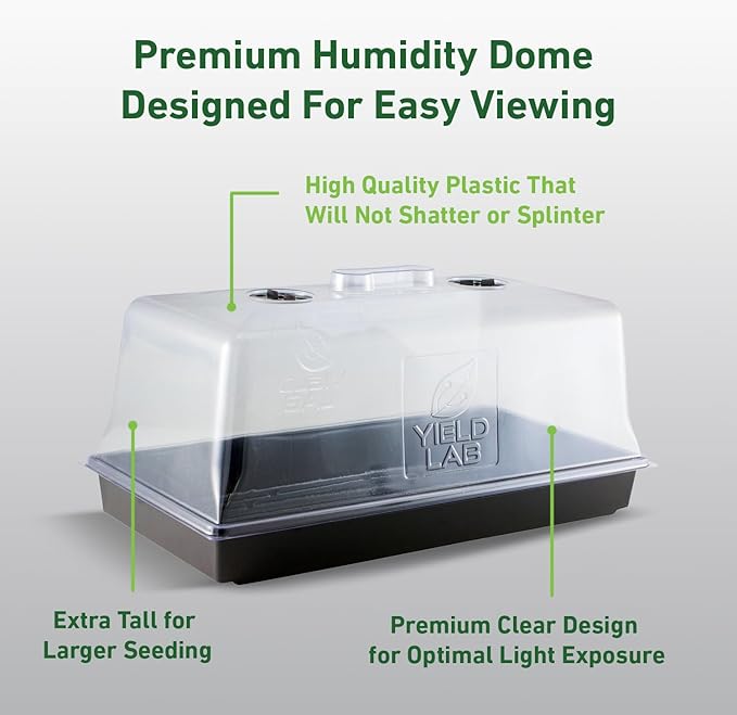 Yield Lab 7 Inch Propagation Dome - 10 Pack Humidity Vented Domes – Plant Growing Dome for Seedling, Germination, Soil & Hydroponic Horticulture