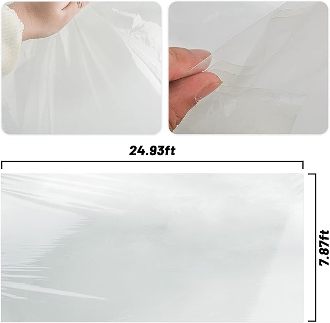 6 Mil Clear Greenhouse Plastic Sheeting,Transparent Plastic Film for Greenhouse, UV Resistant Polyethylene Film for Farm,Garden (8ftx25ft)