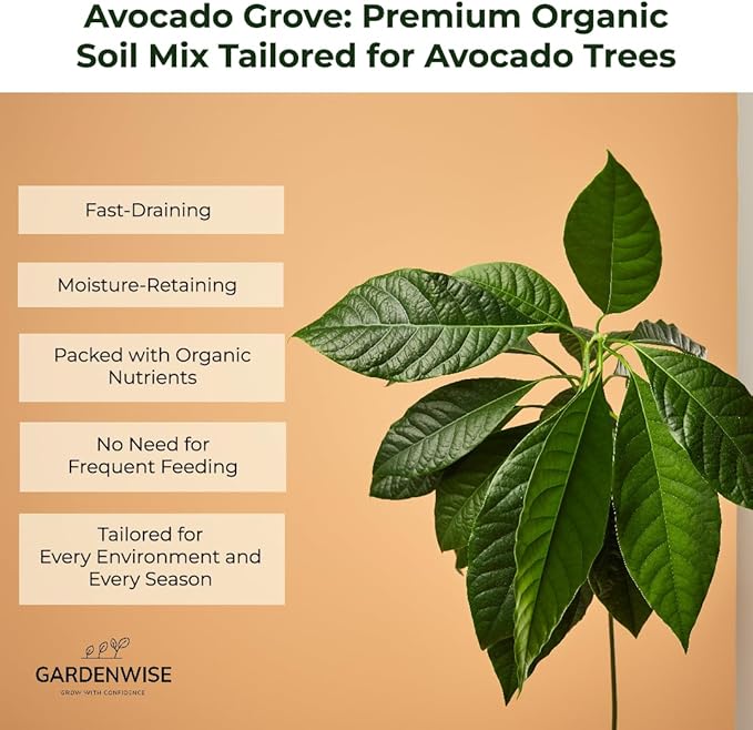 GARDENWISE Avocado Tree Soil – Premium Organic Potting Mix for Avocado Trees | Tailored pH & Organic Nutrients | Fast-Draining & Moisture-Retaining | Indoor & Outdoor Use (3 QUARTS)