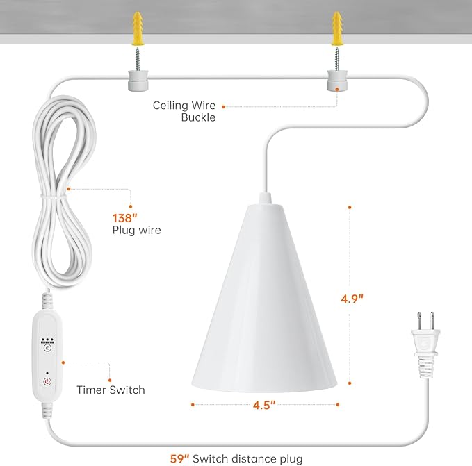 Bstrip Hanging Grow Lights for Indoor Plants-25W Full Spectrum 5000K Plant Light with 4H/9H/14H Timer& 16.4FT Power Cord for Indoor Growing, Ideal for Large Tall Plant, Garden and Flowers Greenhouse