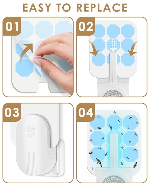 60 Pack Replacement Refills for DT3005W & SH502, Compatible with Dynatrap DT3005W Dot and for Safer Home SH502 Plug-in Indoor Replacement Glue Boards Sticky Card