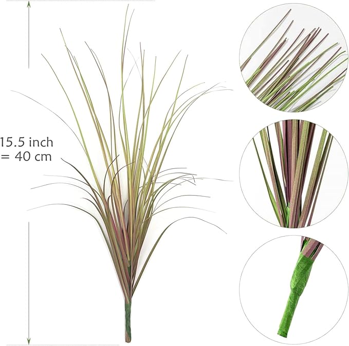 Artificial Grass Plants, Faux Wheat Grass Shrubs Fake Greenery Stems Tall Weed Plant Flowers Decor for Indoor Outdoor Farmhouse Garden Room Home Vase Wedding Party DIY Table Decoration (Purple) 8 Pack