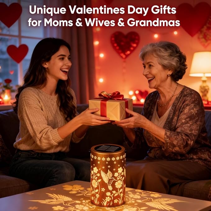 NFEVER Solar Lanterns Outdoor Waterproof: 2 Pack Hummingbird Decor Valentines Day Gifts for Her - 2 Modes Vintage Metal Hanging Solar Lights for Outside Patio Porch - Gardening Gifts for Women Mom