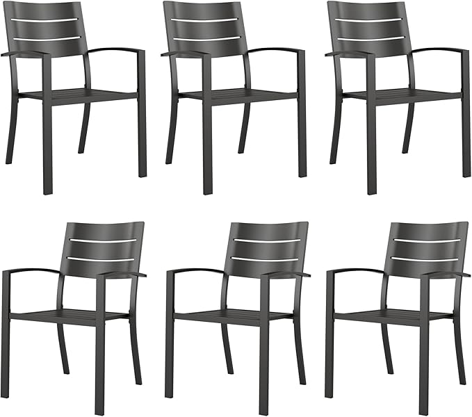 MFSTUDIO Patio Dining Chairs Set of 2, Stackable Metal Outdoor Chairs Set, Outdoor Furniture Dining Chairs for Bistro Balcony Deck Yard