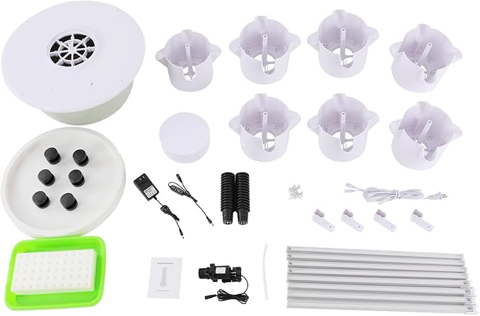 Hydroponic Growing System, 28-Plant Vegetable Planter Tower with LED Light, Outdoor Indoor Garden Vertical Planter Germination Kit with Water Pump, Intelligent Water Circulation & Timer Function