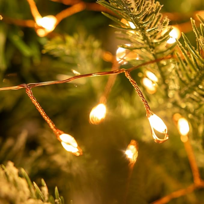 Plug in Firecracker Lights 33FT 300 LED Warm White Copper Wire Indoor Cluster Fairy Lights with Remote Timer for Bedroom, Living Room, Tree, Garden, Porch, Patio, Backyard, Christmas Tree