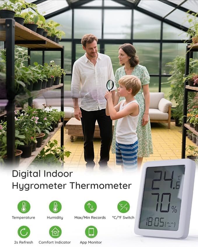 6×7.5FT Greenhouse for Outdoors, Walk in Greenhouse Kit and Winter Garden Planting, Green Houses for Outside with Electronic Thermometers, Withstands Strong Wind or Snow to Protect Vegetable or Plants