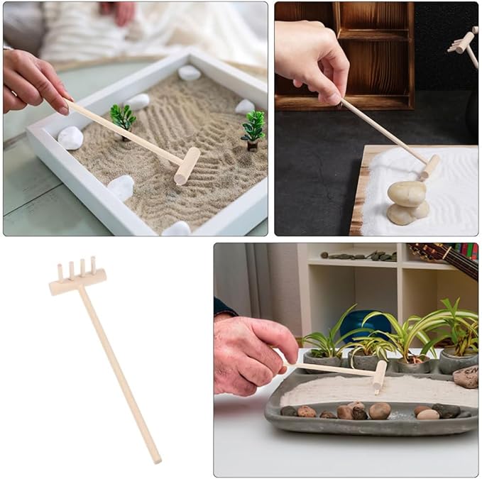 TOPPERFUN 20Pcs Mini Zen Garden Rake Tools Bamboo Sand Rakes for Meditation Desk Dollhouse Accessories and Sand Tray Decoration