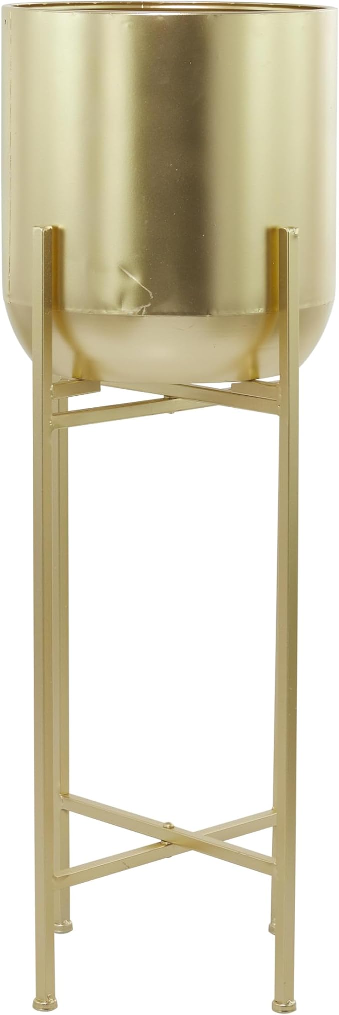 CosmoLiving by Cosmopolitan Metal Indoor Outdoor Planter Dome Large Planter Pot with Removable Stand, Planter 13" x 13" x 36", Gold
