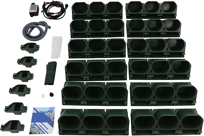 Wall Mounted Vertical Garden Planter, 6 Row 36 Planters Self Watering Garden Growing System with Timer, Indoor Outdoor Flower Pot Holder for Herbs Vegetables Fruits (Dark Green)