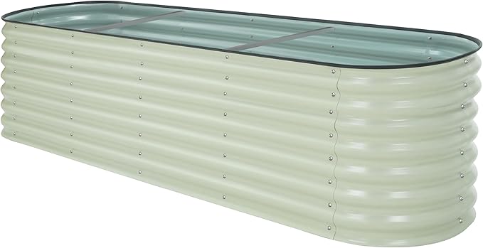 BlueWish 8ftx2ftx2ft Raised Garden Bed, Raised Garden Beds with 2 Aluminum Support Rods, Galvanized Steel, Rubber Strips, Planter Raised Beds for Vegetable, Flower, Herbs