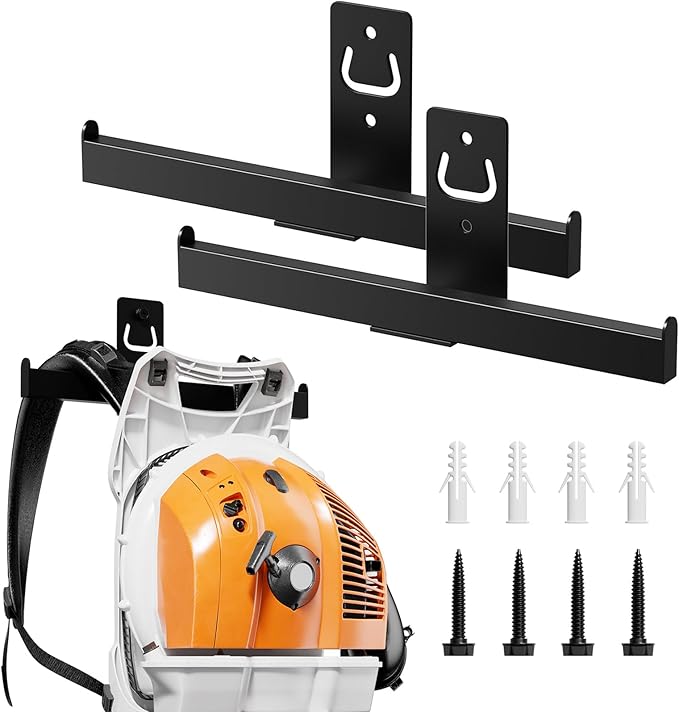 Backpack Leaf Blower Hanger, Backpack Sprayer Wall Mount,Heary Duty Chainsaw Blower Storage Organizer Holder for Garage Storage, Weed Eater Hanger, Lawn Care Accessories, 2 Packs