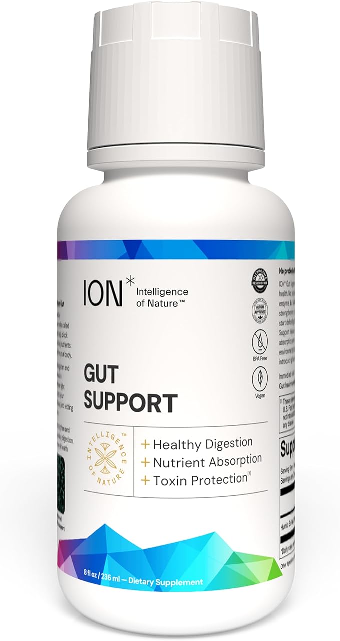 ION* Intelligence of Nature Gut Support Liquid Supplement - Gut & Digestive Health Liquid Drops, Cleanse & Detox with Humic Extract for Women & Men, Adults & Kids 4+ - 8 fl oz (Pack of 1)