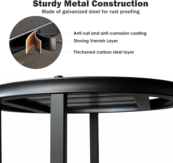 Hongsane Plant Stand Indoor Outdoor,13 Inch Tall Metal Plant Stands Riser,Heavy Duty Wrought Iron Pedestal Holders for Large Flower Pot,Outside Rust-Proof Black Flower Display Shelf for Patio,2-Pack