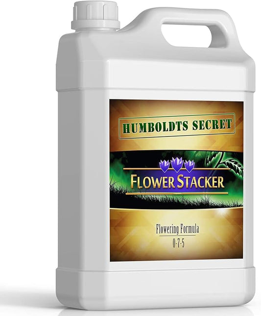 Humboldts Secret Flower Stacker | 0-7-5 Bloom Booster with Vitamin B1 | High Phosphorus Potassium Flowering Nutrients | Potting Soil Hydroponics Coco | Indoor & Outdoor Plants | 2.5 Gallon