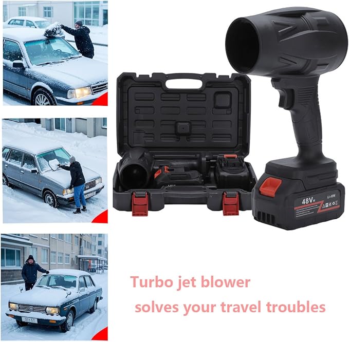 Turbo Jet Blower - Cordless Leaf Blower - Designed to be Lightweight and Portable for Easy Portability - 23,000 RPMs Fast Snow Removal, Leaf Removal, Drying Cars, fueling Grills and More!