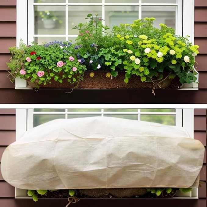 DINGBAI Plant Cover Freeze Protection, 39.3"x17.7"x15.7" Winter Plant Covers, Plant Frost Cover, Tree Plant Freeze Protection Covers, Planter Plant Winter Frost Blanket with Zip Drawstring,2 Pack