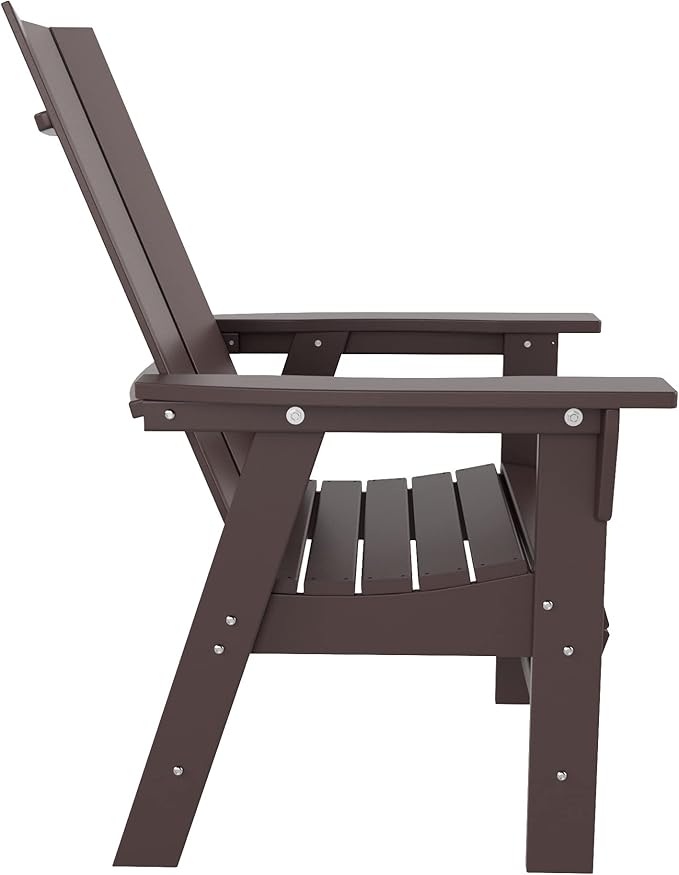WestinTrends Ashore Outdoor Patio HDPE Plastic Modern Adirondack Dining Chair Dark Brown