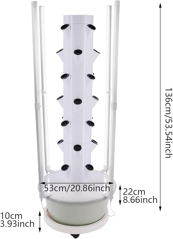 Hydroponic Growing System with LED Grow Lights, 28 Pods 7 Tiers Vertical Hydroponic Tower, Home Hydroponic Garden with Water Pump, Timer, Plants Germination Kit for Herbs, Fruits, Vegetables