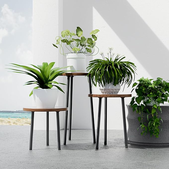 SAKSUN Plant Stand Indoor, Mid Century Plant Holder 2 Pack , Corner Plant Stand Modern Plant Table for Indoor Plants Home & Garden Decor , Outdoor Plant Stands for Patio Garden Office Living Room