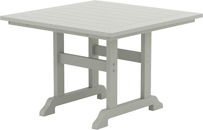 WestinTrends Malibu 5 Piece Adirondack Outdoor Dining Set, All Weather Poly Lumber Patio Table and Chairs Furniture Set, 43" Trestle Square Dining Table and 4 Adirondack Dining Chair, Sand